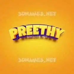 preethy in Orange Toon style - 3D name wallpaper
