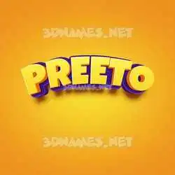 preeto in Orange Toon style - 3D name wallpaper