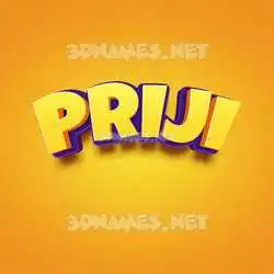 priji in Orange Toon style - 3D name wallpaper