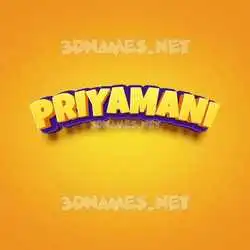priyamani in Orange Toon style - 3D name wallpaper