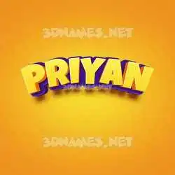 priyan in Orange Toon style - 3D name wallpaper