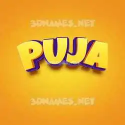 puja in Orange Toon style - 3D name wallpaper