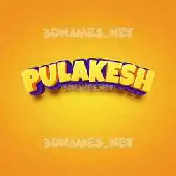 pulakesh in Orange Toon style - 3D name wallpaper
