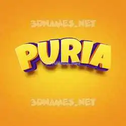 puria in Orange Toon style - 3D name wallpaper