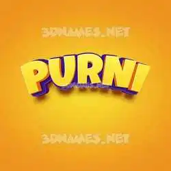 purni in Orange Toon style - 3D name wallpaper