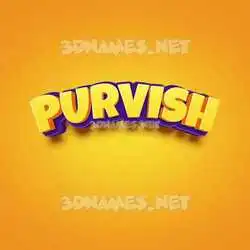 purvish in Orange Toon style - 3D name wallpaper