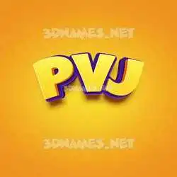pvj in Orange Toon style - 3D name wallpaper