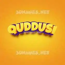 quddusi in Orange Toon style - 3D name wallpaper
