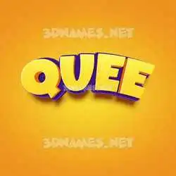 quee in Orange Toon style - 3D name wallpaper