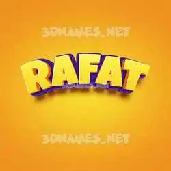 rafat in Orange Toon style - 3D name wallpaper