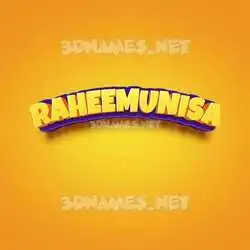 raheemunisa in Orange Toon style - 3D name wallpaper