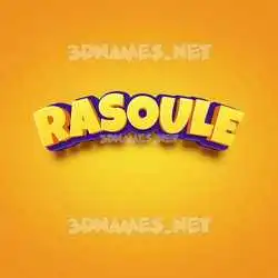 rasoule in Orange Toon style - 3D name wallpaper