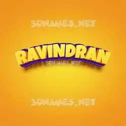 ravindran in Orange Toon style - 3D name wallpaper