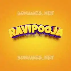 ravipooja in Orange Toon style - 3D name wallpaper