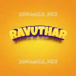 ravuthar in Orange Toon style - 3D name wallpaper