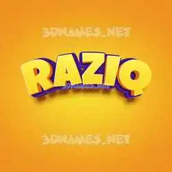 raziq in Orange Toon style - 3D name wallpaper