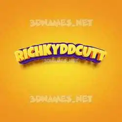 richkyddcutt in Orange Toon style - 3D name wallpaper