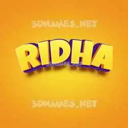 ridha in Orange Toon style - 3D name wallpaper