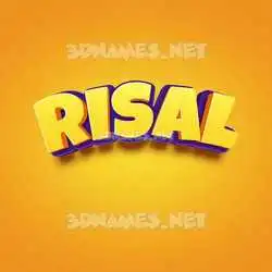 risal in Orange Toon style - 3D name wallpaper