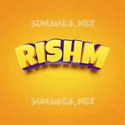 rishm in Orange Toon style - 3D name wallpaper