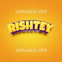 rishtey in Orange Toon style - 3D name wallpaper