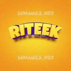 riteek in Orange Toon style - 3D name wallpaper