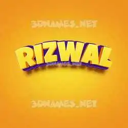 rizwal in Orange Toon style - 3D name wallpaper