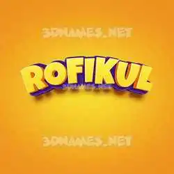 rofikul in Orange Toon style - 3D name wallpaper