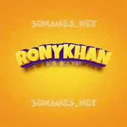 ronykhan in Orange Toon style - 3D name wallpaper