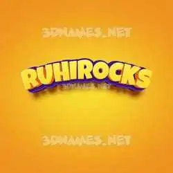 ruhirocks in Orange Toon style - 3D name wallpaper