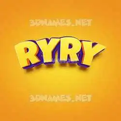 ryry in Orange Toon style - 3D name wallpaper