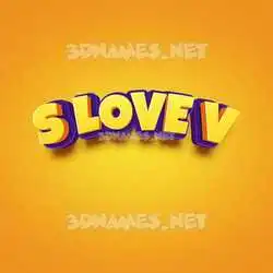 s love v in Orange Toon style - 3D name wallpaper