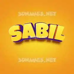 sabil in Orange Toon style - 3D name wallpaper