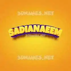 sadianaeem in Orange Toon style - 3D name wallpaper
