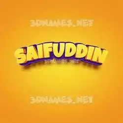saifuddin in Orange Toon style - 3D name wallpaper