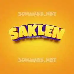 saklen in Orange Toon style - 3D name wallpaper