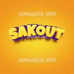 sakout in Orange Toon style - 3D name wallpaper