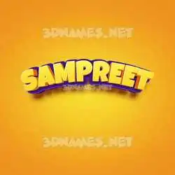 sampreet in Orange Toon style - 3D name wallpaper