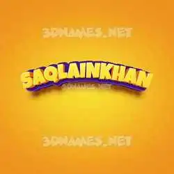 saqlainkhan in Orange Toon style - 3D name wallpaper