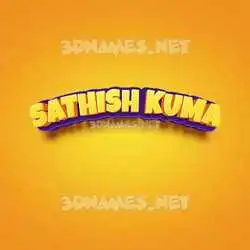 sathish kuma in Orange Toon style - 3D name wallpaper