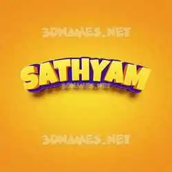 sathyam in Orange Toon style - 3D name wallpaper