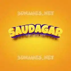saudagar in Orange Toon style - 3D name wallpaper