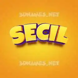 secil in Orange Toon style - 3D name wallpaper