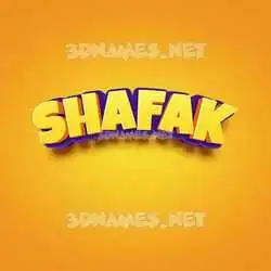 shafak in Orange Toon style - 3D name wallpaper