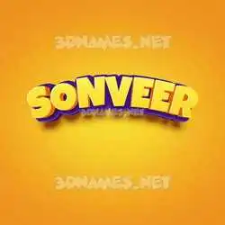sonveer in Orange Toon style - 3D name wallpaper