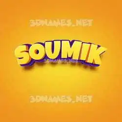 soumik in Orange Toon style - 3D name wallpaper