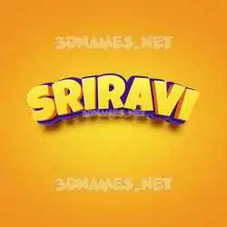 sriravi in Orange Toon style - 3D name wallpaper