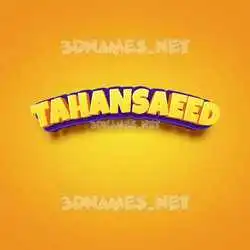 tahansaeed in Orange Toon style - 3D name wallpaper