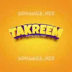 takreem in Orange Toon style - 3D name wallpaper