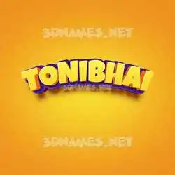 tonibhai in Orange Toon style - 3D name wallpaper